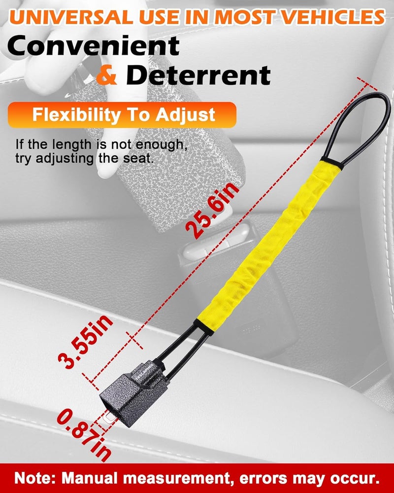 Tevlaphee Steering Wheel Lock Seat Belt Lock Universal Anti Theft Car Device Car Lock Car Theft Prevention with 3 Keys for Car Security Fit Most Vehicles Truck SUV Van (Yellow) - Image 3